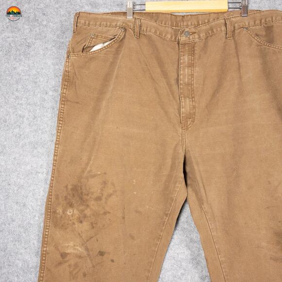 Dickies Work Pants Brown Cotton Flat Front Straight Leg Big & Tall Men's 50x30 - Picture 4 of 13
